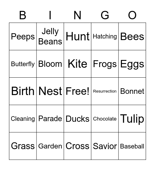 Easter Bingo Card