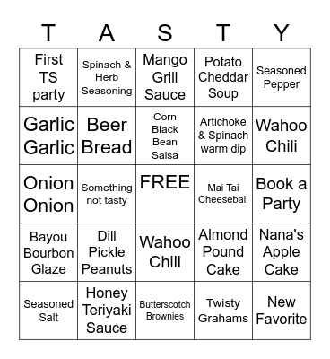 Tastefully Simple Bingo Card