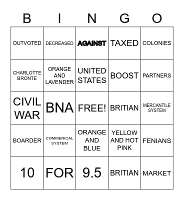 Quebec & Ontario review questions Bingo Card