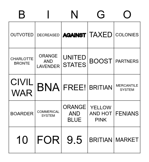 Quebec & Ontario review questions Bingo Card
