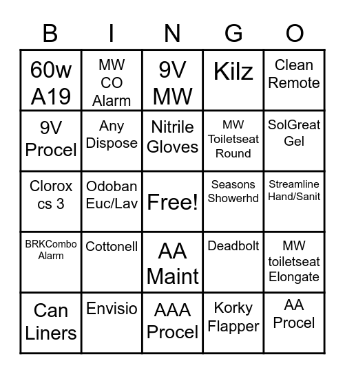 Spartans Bingo Card