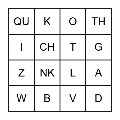 RWI Set 1 Sounds Bingo Card