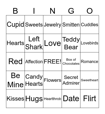 Valentine's Day Bingo Card