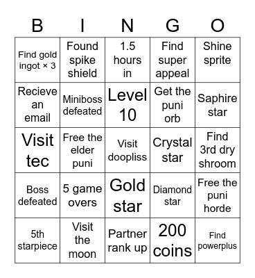 Paper Mario ttyd extreme randomizer bingo Card