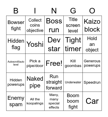 Easy Endless Bingo Card