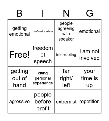 THAT MOTION Bingo Card