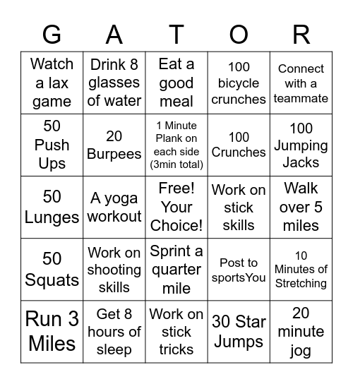 Lax Bingo Card