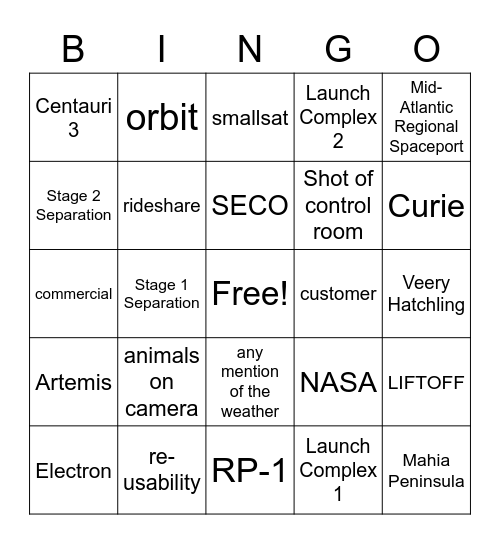 "They Go Up So Fast" Launch Bingo Card