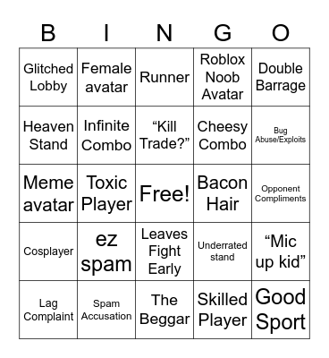 YBA Bingo Card