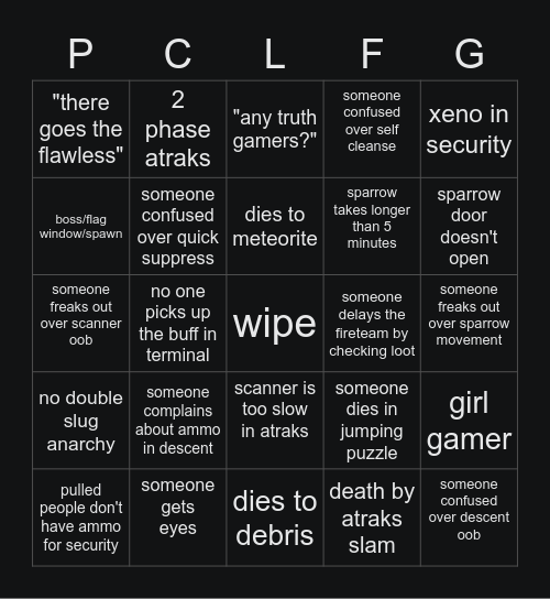 DSC LFG BINGO Card