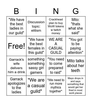 Guild Meeting Bingo Card