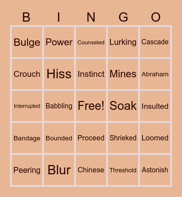 Chapter Two-  Summer of the Woods Bingo Card
