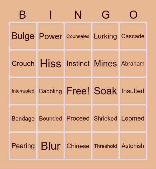 Chapter Two-  Summer of the Woods Bingo Card