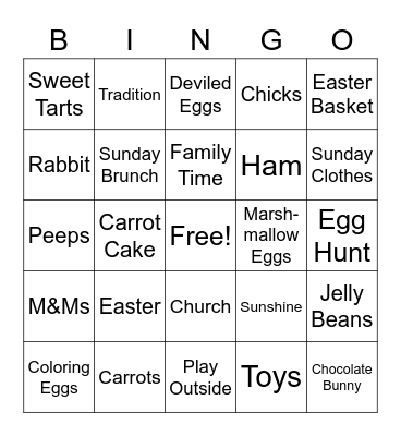 Easter Bingo Card