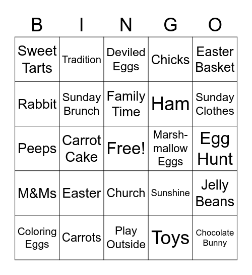 Easter Bingo Card