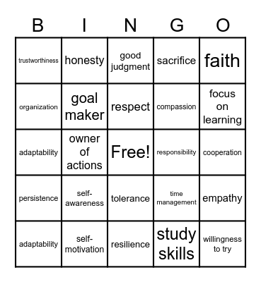 Here Comes High School! Bingo Card