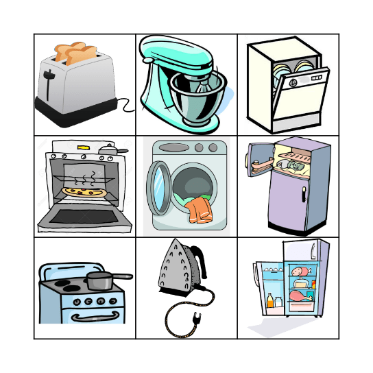 Appliances Bingo Card