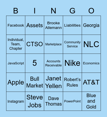 FBLA Bingo! Bingo Card