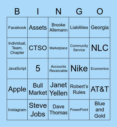 FBLA Bingo! Bingo Card