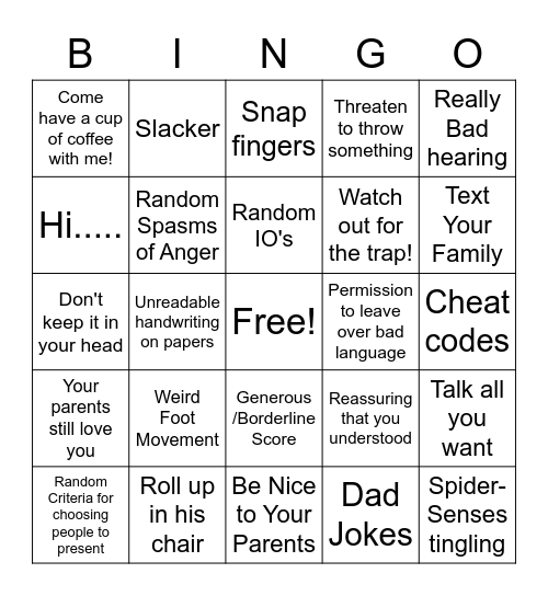 Dunbar Bingo Card
