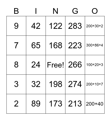 Math Bingo - Place Value and Expanded Form Bingo Card