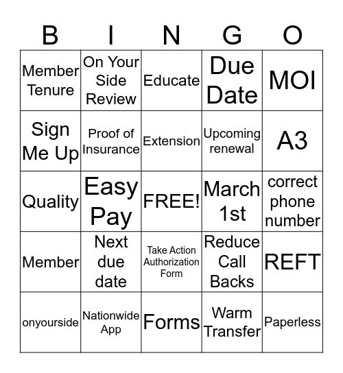 What are my options  Bingo Card