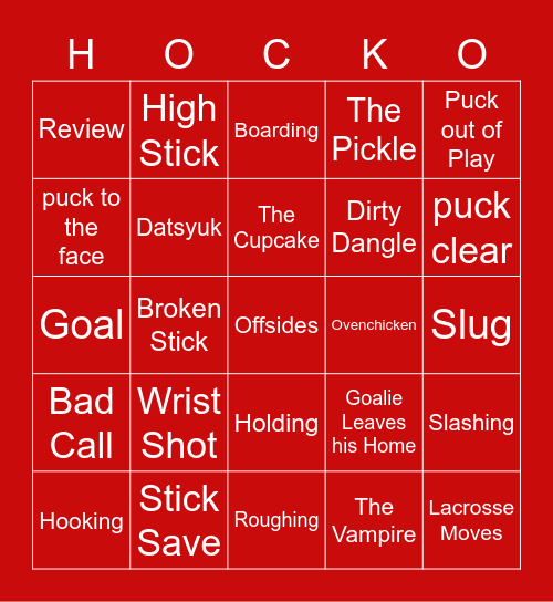 Hock #3 Bingo Card