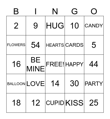 Valentine's Bingo Card