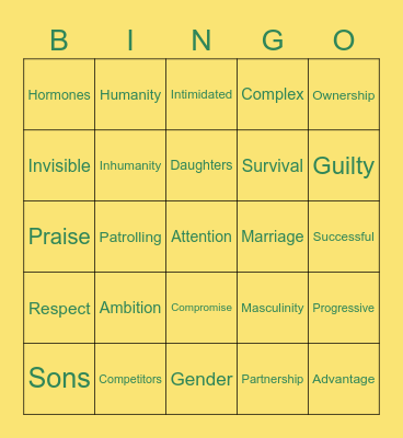 We Should All Be Feminists Bingo Card