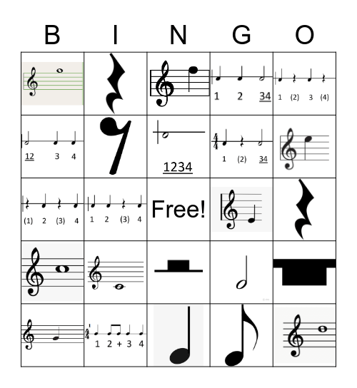 Music Bingo Card