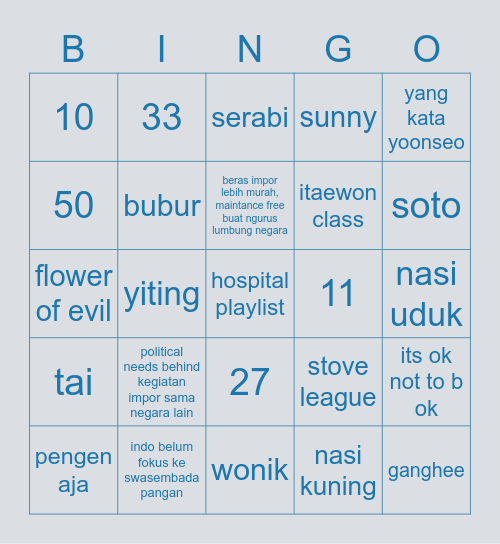 sangjae bingo Card