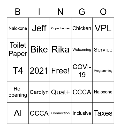 Carnegie COVID-19 Bingo Card