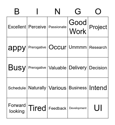Marketplace BRP Bingo Card
