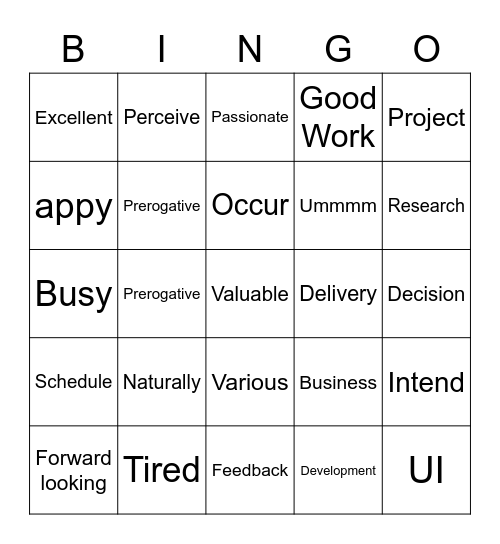Marketplace BRP Bingo Card