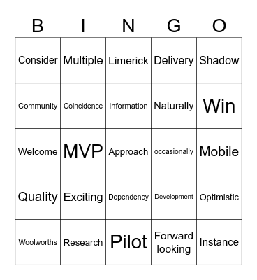 Marketplace BRP Bingo Card