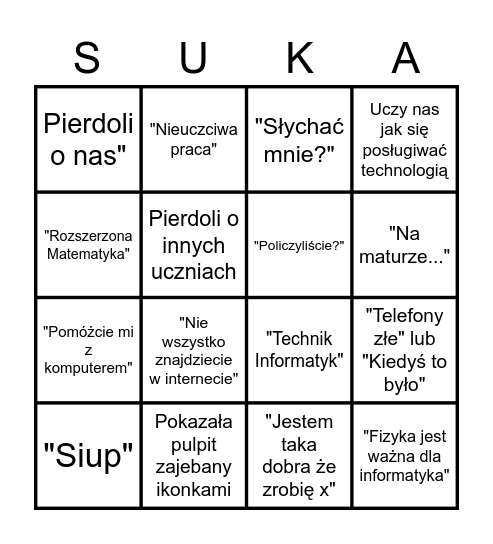 Bingo Śniecińskiej Bingo Card