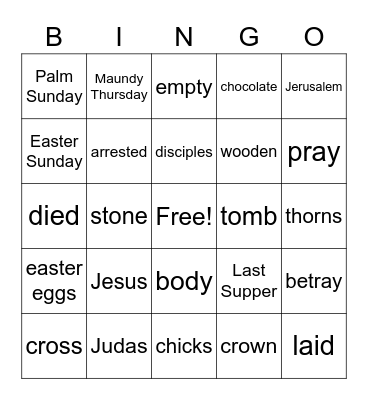 Easter 2021 Bingo Card