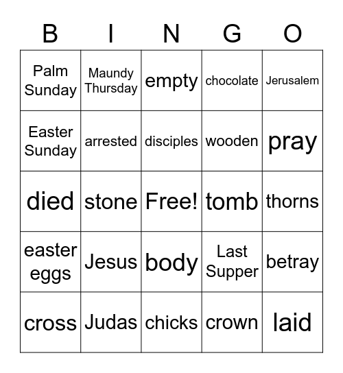 Easter 2021 Bingo Card