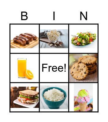 AMAZING FOOD Bingo Card