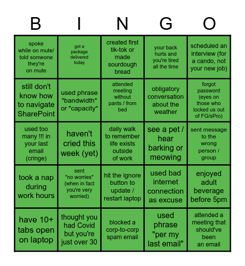 Can You See My Screen Bingo Card