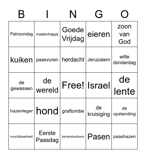 Pasen Bingo Card