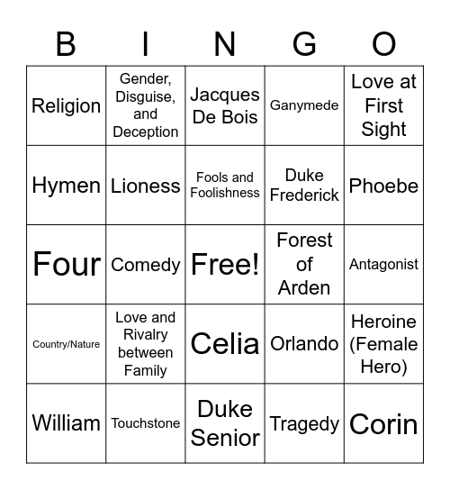 AYLI Final Unit BINGO Card