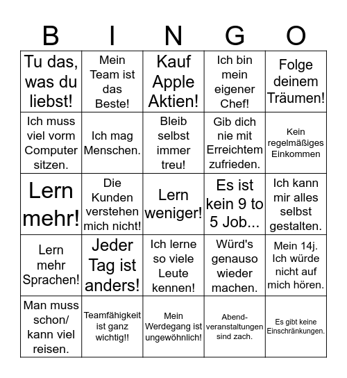 whatchado Bingo Card