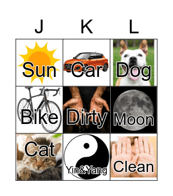 Random Opposite Things Bingo Card