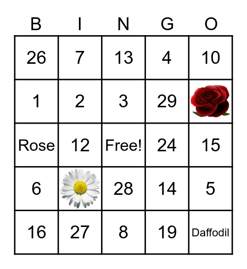 Blooming Flowers Bingo Card