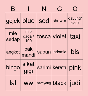 jenaby Bingo Card