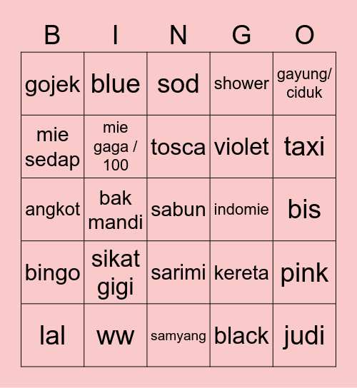 jenaby Bingo Card