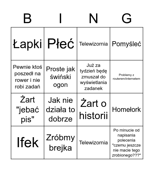 Stasiu Bingo Card