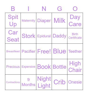 Baby Rogers' Bingo Card