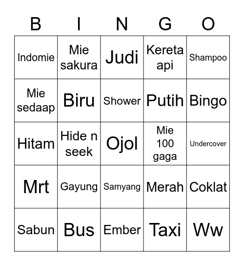 Punya Bebeloooo Bingo Card